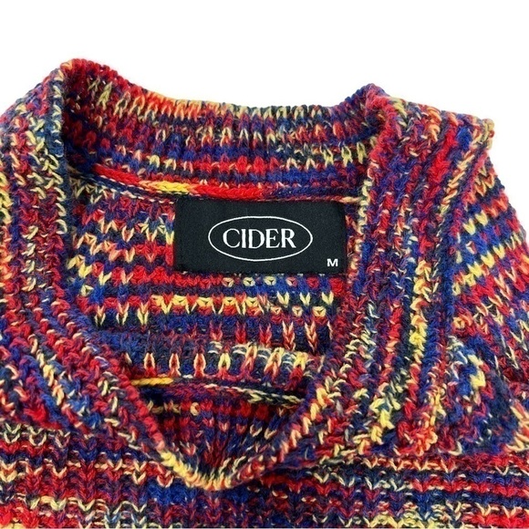 Cider Multicolor Knit Halter Crop Top Mock Neck Sleeveless - Picture 3 of 4